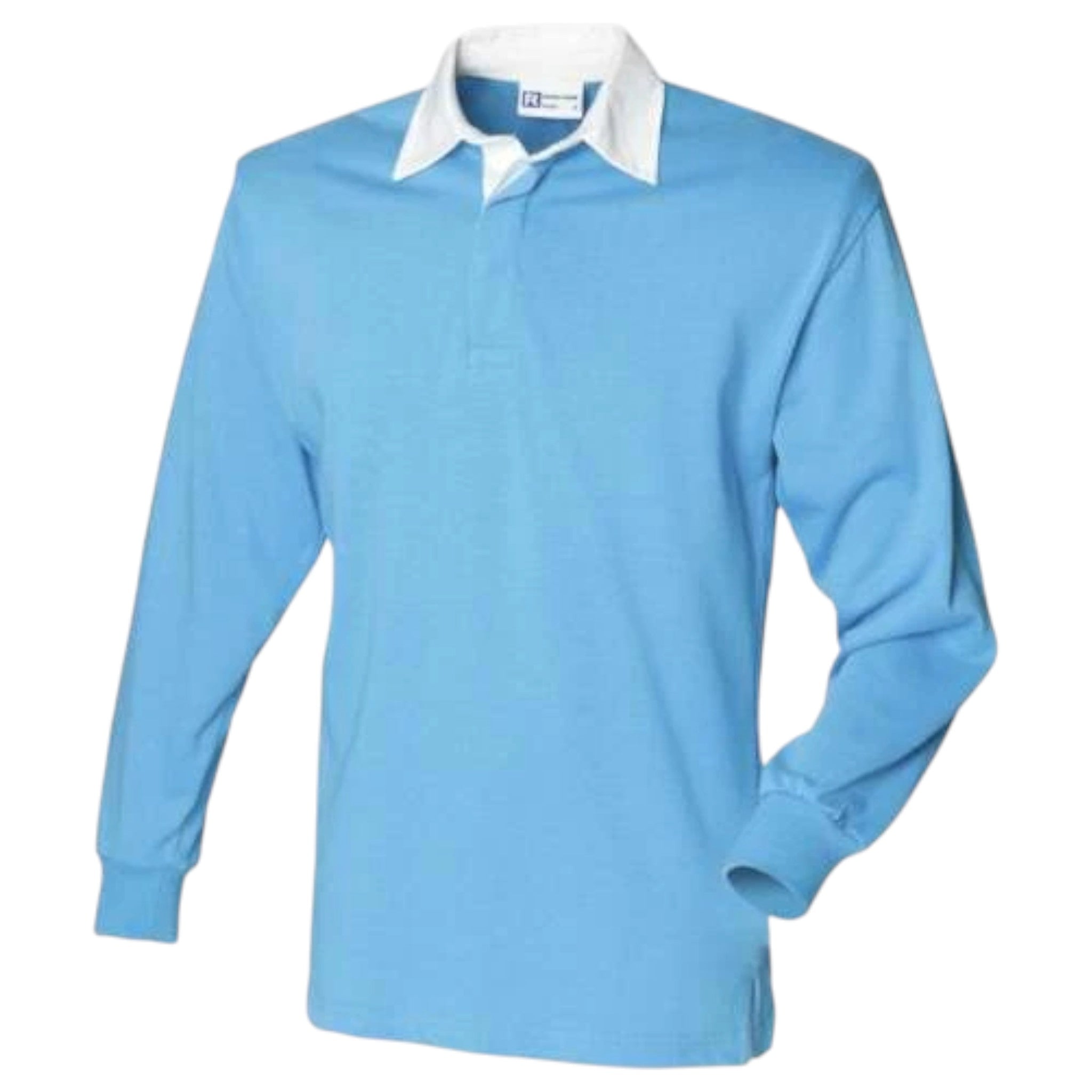 Classic rugby-style polo top for kids, long sleeves perfect for teams and schools in light blue